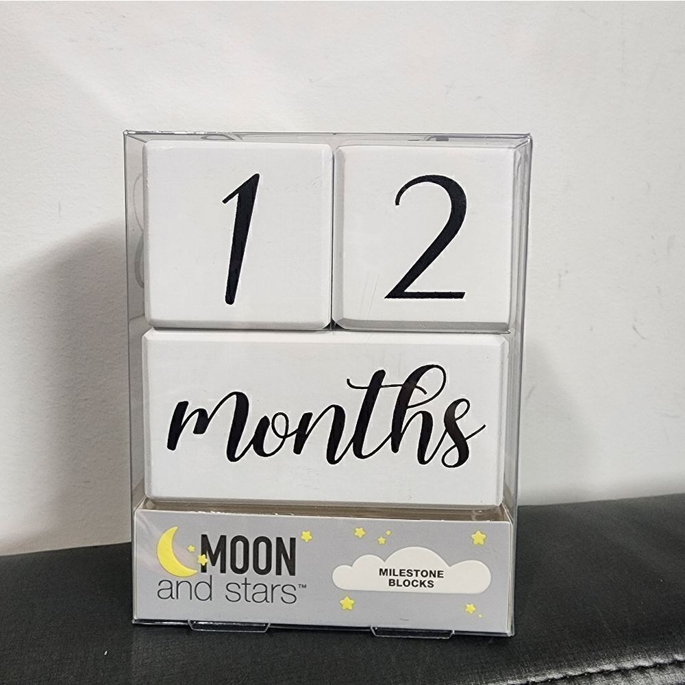 New Baby Milestone Blocks Moon andâStars WhiteâBlocks